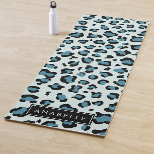 Tapete De Yoga Impressão Leopardo, Manchas, Leopardo Azul, Seu No