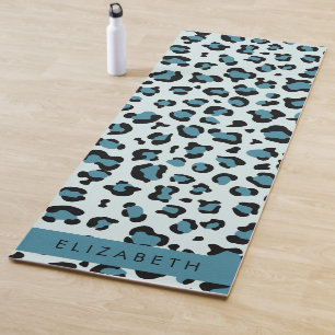 Tapete De Yoga Impressão Leopardo, Manchas, Leopardo Azul, Seu No