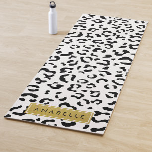Tapete De Yoga Impressão Leopardo, Manchas, Preto E Branco, Seu N
