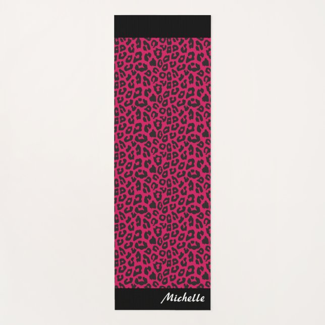 Tapete De Yoga impressão-leopardo rosa personalizada (Frente)