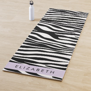Tapete De Yoga Impressão Zebra, Stripes, Preto E Branco, Seu Nome
