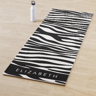 Tapete De Yoga Impressão Zebra, Stripes, Preto E Branco, Seu Nome