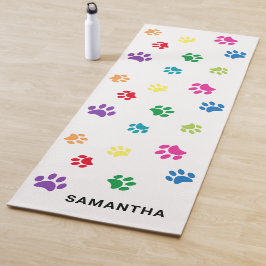 Tapete De Yoga Impressões de Pata Coloridas e Fofas Personalizada