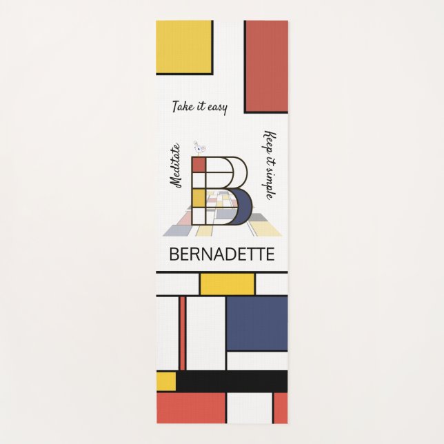 Tapete De Yoga Incrível Neoplasticismo Monograma de Arte. Letra B (Frente)