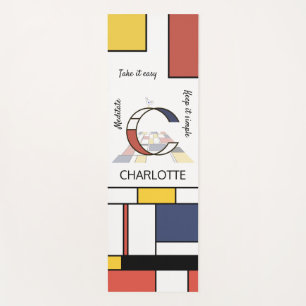 Tapete De Yoga Incrível Neoplasticismo Monograma de Arte. Letra C