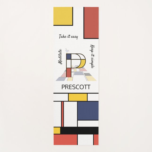 Tapete De Yoga Incrível Neoplasticismo Monograma de Arte. Letra P (Frente)