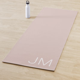 Tapete De Yoga Iniciais Chic Blush Pink Monogramado Sobredimensio