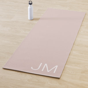 Tapete De Yoga Iniciais Chic Blush Pink Monogramado Sobredimensio