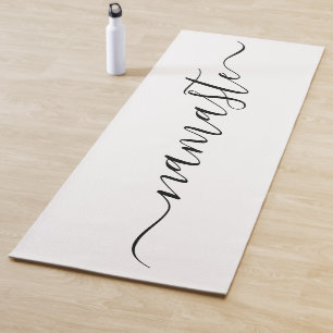 Tapete De Yoga Iniciais de Namaste Preto Personalizado Branco