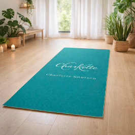 Tapete De Yoga Iniciais monograma verde-teal nome