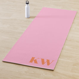 Tapete De Yoga Iniciales de Monograma Personalizadas Rosa Laranja