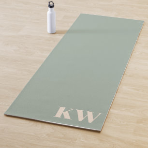Tapete De Yoga Inicials Personalizadas com Monograma Verde Sage M