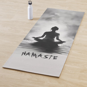 Tapete De Yoga Instrutor de Meditação de Yoga Pintura Branca Pret