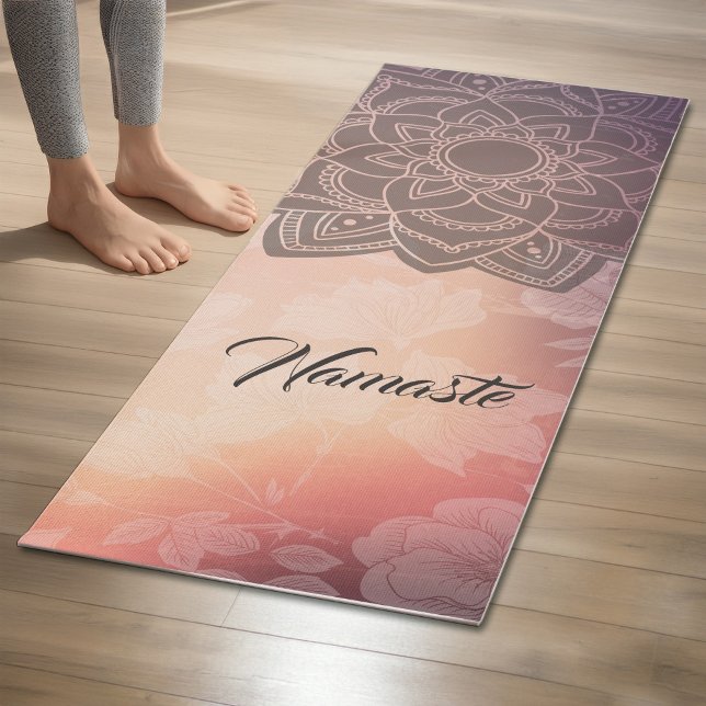 Tapete De Yoga Instrutor de Meditação YOGA Mandala Floral Damask (Criador carregado)