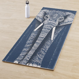 Tapete De Yoga Intrincado Elefante Mandala Índigo Espiritual Yoga