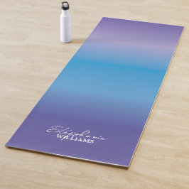 Tapete De Yoga Ioga de Gradiente Azul Roxo com Nome Personalizado