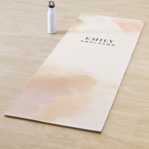 Tapete De Yoga Ioga de pêssego rosa elegante mínima de aquarela