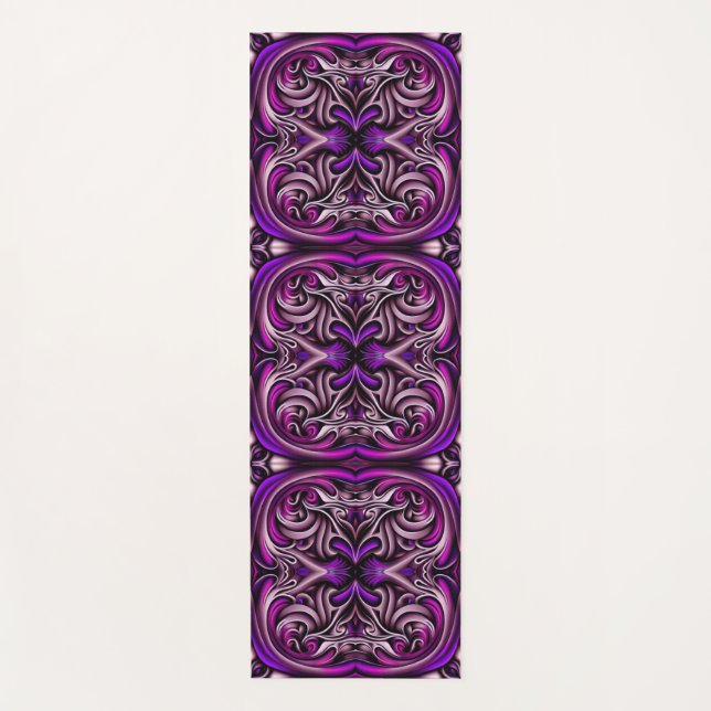 Tapete De Yoga Ioga Mat Púrpura e Azul Padrão (Frente)
