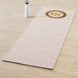 Tapete De Yoga Ioga Moderno Feminino Monograma Dourado Brilho Ros