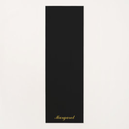 Tapete De Yoga Ioga Preta Elegante Personalizada com Seu Nome