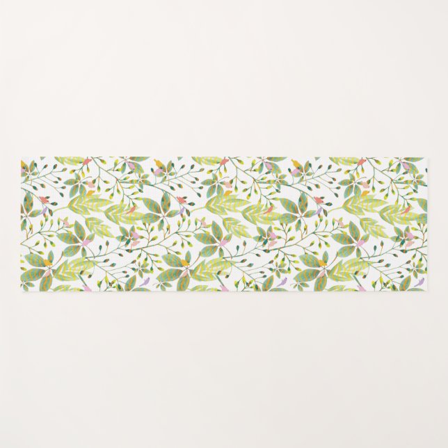 Tapete De Yoga Ioga verde Floral (Frente (Horizontal))