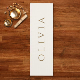 Tapete De Yoga Ivory Cream Dourado Name minimalista moderno