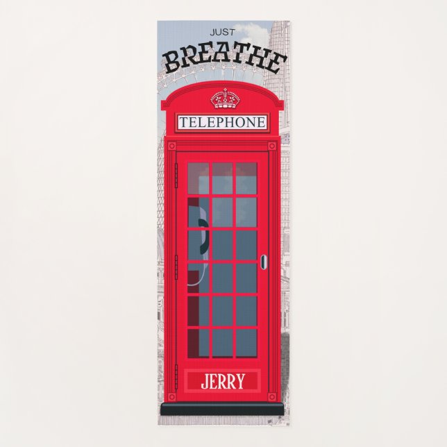 Tapete De Yoga 'JUST BREATHE' Red London Phone Booth (Frente)