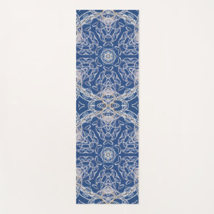 Tapete De Yoga Kaleidoscope Azul brilhante, Branco, Estrela Solte