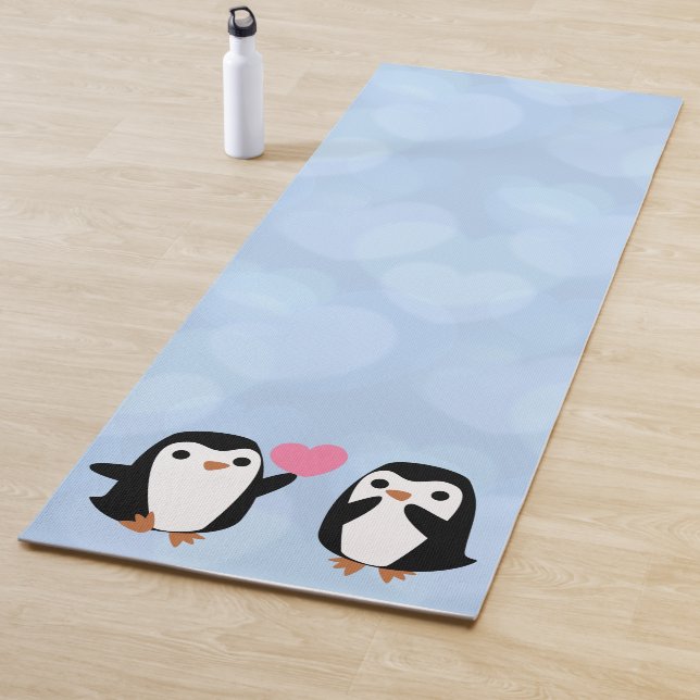 Tapete De Yoga Kawaii Penguins no Amor, Yoga Mat (In Situ)