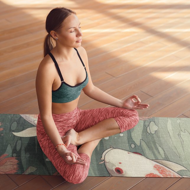 Tapete De Yoga Koi Fish Yin Yang Water Lily Nome Personalizado (Criador carregado)