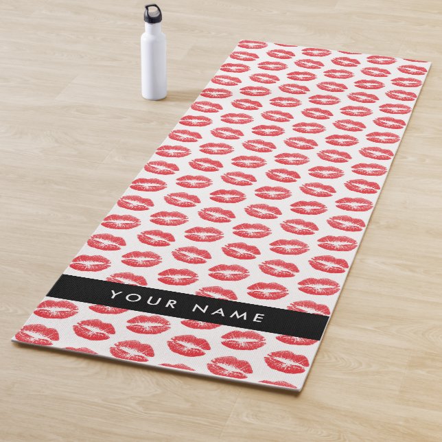 Tapete De Yoga Lábios Vermelhos, Beijo, Batom, Seu Nome, Personal (In Situ)