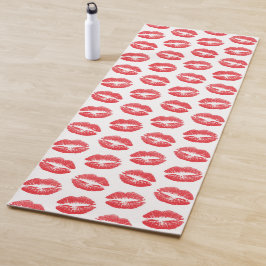 Tapete De Yoga Lábios Vermelhos, Padrão De Lábios, Batom Vermelho