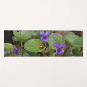 Tapete De Yoga Ladybug em Flores de Violeta Doce