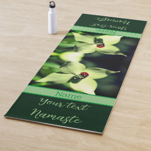 Tapete De Yoga Ladybug Na Flor Branca De Dogwood Personalizada