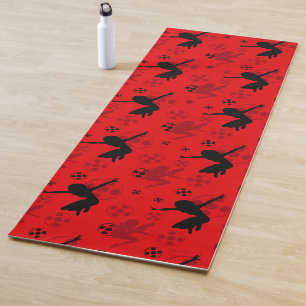 Tapete De Yoga Ladybug Silhouette Red Pattern