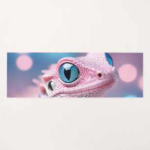 Tapete De Yoga Lagarto Rosa Bonito com Olhos Azuis Grandes