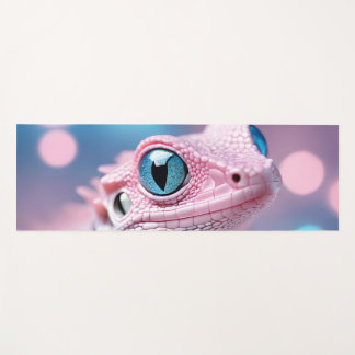 Tapete De Yoga Lagarto Rosa Bonito com Olhos Azuis Grandes