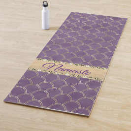 Tapete De Yoga Lâmpada de Diamante de Folha Roxa e Dourada