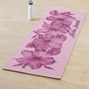 Tapete De Yoga Lanai afligiu o havaiano Hibiscus rosa