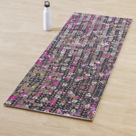 Tapete De Yoga Lantejoulas prateadas rosa | padrão de brilho