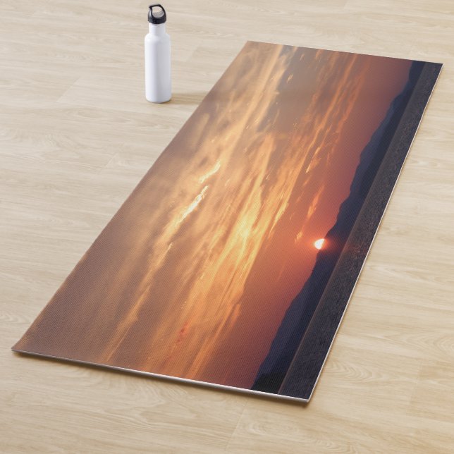 Tapete De Yoga Laranja Roxo Lakeview Sunset - Yoga Mat Roxo (In Situ)