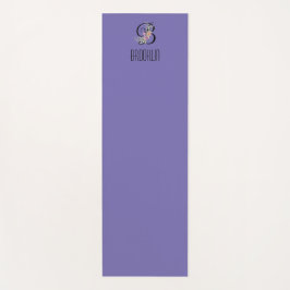 Tapete De Yoga Lavanda inicial de flor de aquarela monograma