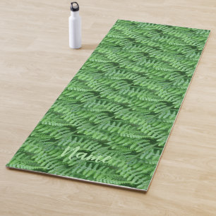 Tapete De Yoga Leafy Green Ferns Nature Patterno Personalizado