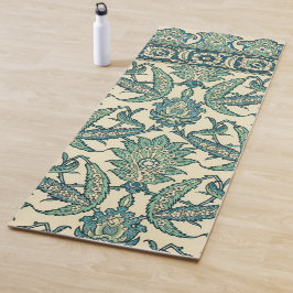 Tapete De Yoga Leafy Green Vintage Padrão Botânico Árabe