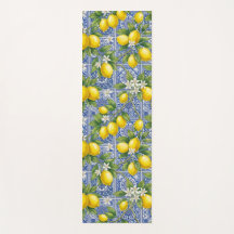 Lemon Blue French Country Watercolor Tile