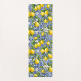 Tapete De Yoga Lemon Blue French Country Watercolor Tile