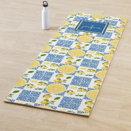 Tapete De Yoga Lemon Monogram Name French Country Tile Pattern