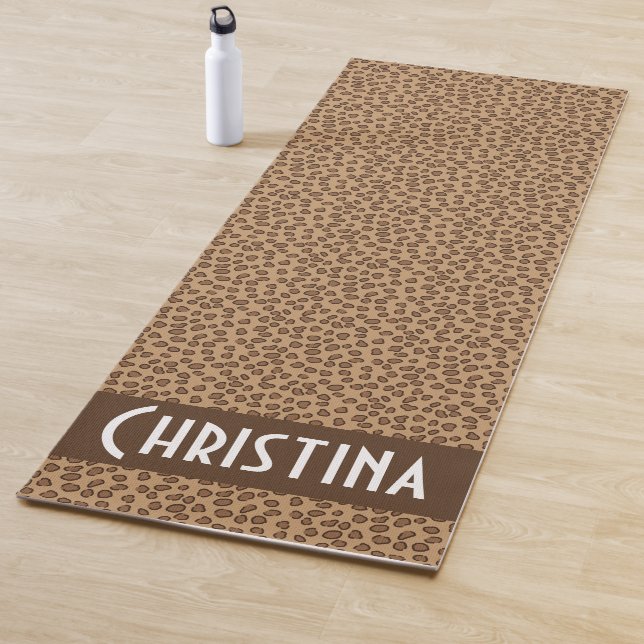 Tapete De Yoga Leopard Print Brown Patterno Personalize (In Situ)