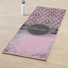 Tapete De Yoga Leopardo-da-relva-rosa-esmagadora
