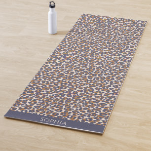 Tapete De Yoga Leopardo selvagem - Azul impresso e castanho - Iog